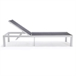 LeisureMod Marlin 2 White Aluminum Lounge Chair and Fire Pit Table Black