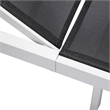 LeisureMod Marlin 2 White Aluminum Lounge Chair and Fire Pit Table Black