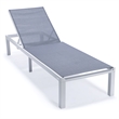 LeisureMod Marlin 2 White Aluminum Lounge Chair and Fire Pit Table Dark Gray