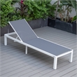 LeisureMod Marlin 2 White Aluminum Lounge Chair and Fire Pit Table Dark Gray