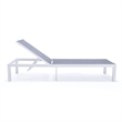 LeisureMod Marlin 2 White Aluminum Lounge Chair and Fire Pit Table Dark Gray