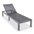 LeisureMod Marlin 2 Gray Aluminum Lounge Chair and Fire Pit Table Black