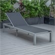 LeisureMod Marlin 2 Gray Aluminum Lounge Chair and Fire Pit Table Black