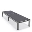 LeisureMod Marlin 2 Gray Aluminum Lounge Chair and Fire Pit Table Black