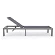 LeisureMod Marlin 2 Gray Aluminum Lounge Chair and Fire Pit Table Black