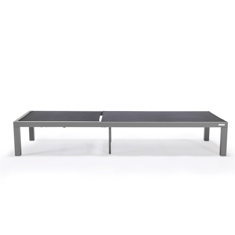 LeisureMod Marlin 2 Gray Aluminum Lounge Chair and Fire Pit Table Black
