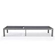 LeisureMod Marlin 2 Gray Aluminum Lounge Chair and Fire Pit Table Black