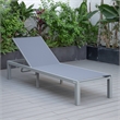 LeisureMod Marlin 2 Gray Aluminum Lounge Chair and Fire Pit Table Dark Gray