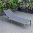 LeisureMod Marlin 2 Gray Aluminum Lounge Chair and Fire Pit Table Dark Gray