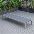 LeisureMod Marlin 2 Gray Aluminum Lounge Chair and Fire Pit Table Dark Gray