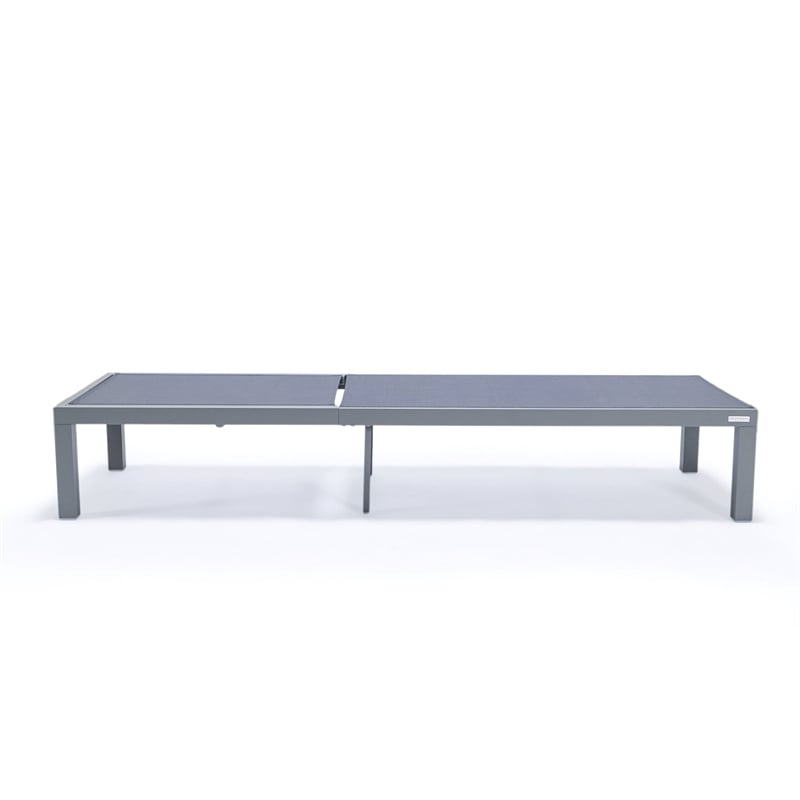 LeisureMod Marlin 2 Gray Aluminum Lounge Chair and Fire Pit Table Dark Gray