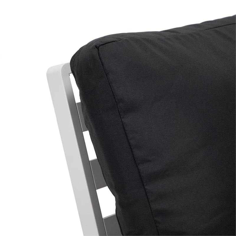 LeisureMod Walbrooke Outdoor Patio White Aluminum Armchairs Set of 2 Charcoal