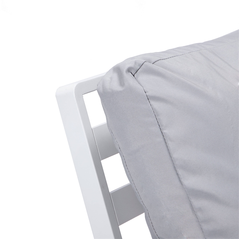LeisureMod Walbrooke Outdoor Patio White Aluminum Armchairs Set of 2 Light Gray