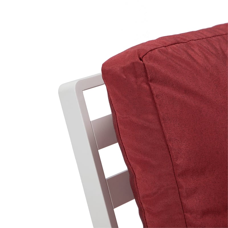 LeisureMod Walbrooke Outdoor Patio White Aluminum Armchairs Set of 2 Red
