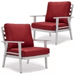 LeisureMod Walbrooke Outdoor Patio White Aluminum Armchairs Set of 2 Red
