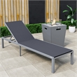 LeisureMod Marlin Gray Aluminum Lounge Chair and Fire Pit Table Black