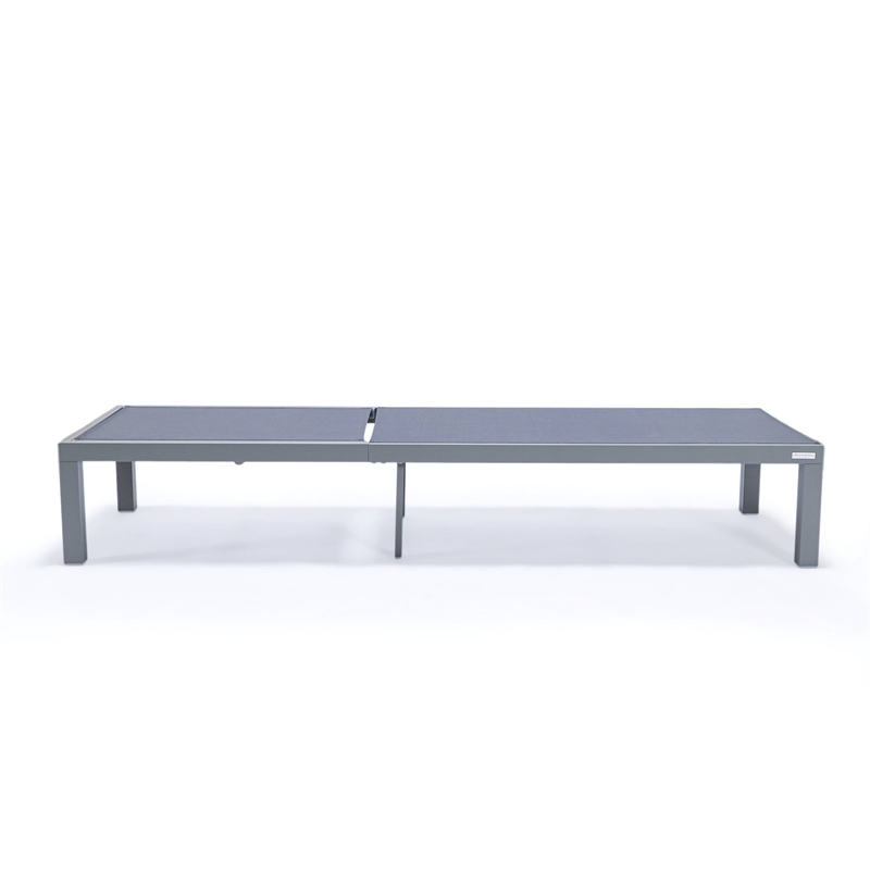 LeisureMod Marlin Gray Aluminum Lounge Chair and Fire Pit Table Dark Gray