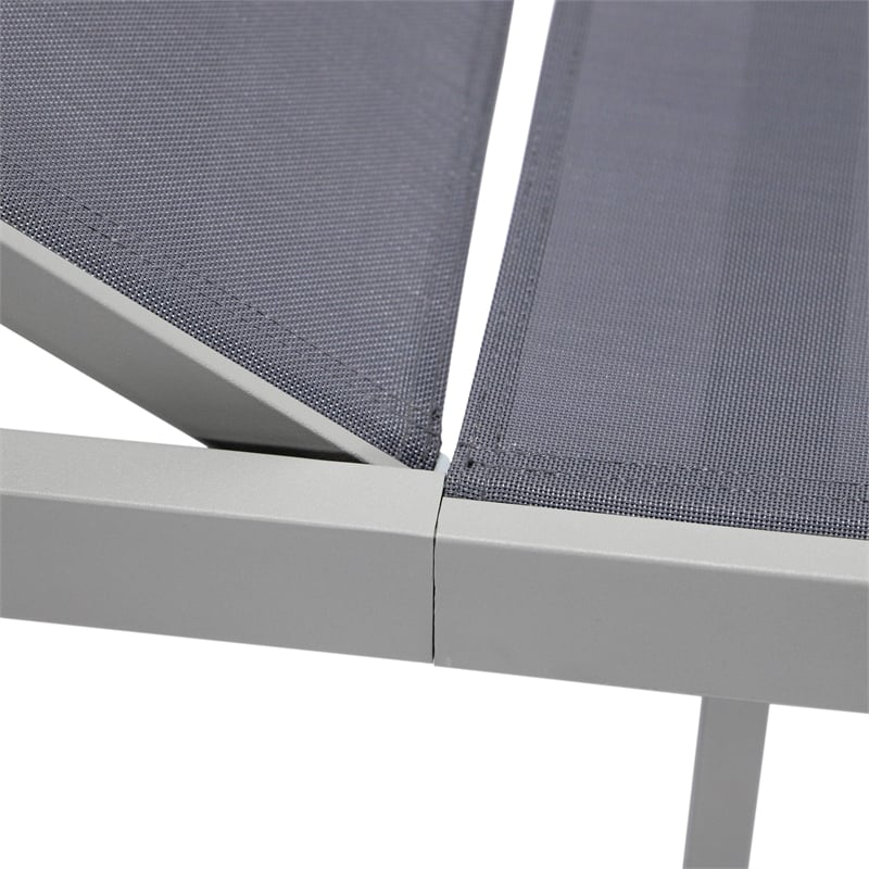 LeisureMod Marlin Gray Aluminum Lounge Chair and Fire Pit Table Dark Gray