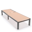 LeisureMod Marlin Gray Aluminum Lounge Chair and Fire Pit Table Light Brown
