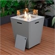LeisureMod Marlin Gray Aluminum Lounge Chair and Fire Pit Table Light Brown