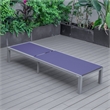 LeisureMod Marlin Gray Aluminum Lounge Chair and Fire Pit Table Navy Blue