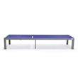 LeisureMod Marlin Gray Aluminum Lounge Chair and Fire Pit Table Navy Blue