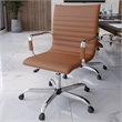 LeisureMod Harris Adjustable Swivel Leather Task Office Chair Light Brown