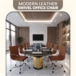 LeisureMod Harris Adjustable Swivel Leather Task Office Chair Light Brown