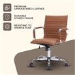 LeisureMod Harris Adjustable Swivel Leather Task Office Chair Light Brown