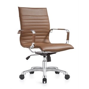 leisuremod harris adjustable swivel leather task office chair light brown
