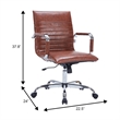 LeisureMod Harris Adjustable Swivel Leather Task Office Chair Dark Brown