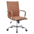 LeisureMod Harris High Back Polyurethane Swivel Office Chair in Light Brown
