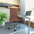 LeisureMod Harris High Back Polyurethane Swivel Office Chair in Light Brown