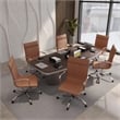 LeisureMod Harris High Back Polyurethane Swivel Office Chair in Light Brown