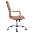 LeisureMod Harris High Back Polyurethane Swivel Office Chair in Light Brown