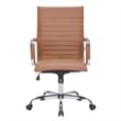 LeisureMod Harris High Back Polyurethane Swivel Office Chair in Light Brown