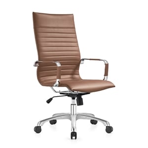 leisuremod harris high back polyurethane swivel office chair in light brown