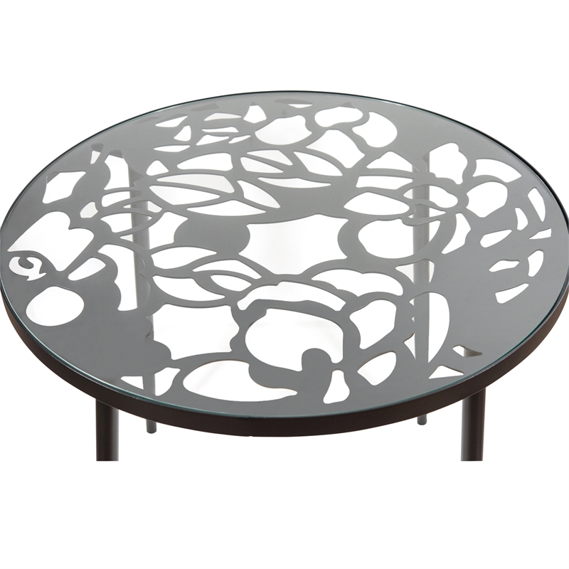 LeisureMod Devon 5-Piece Aluminum Dining Set with Table and 4 Chairs Black