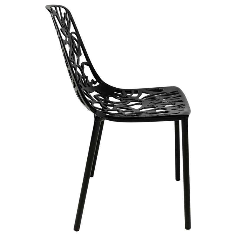LeisureMod Devon 5-Piece Aluminum Dining Set with Table and 4 Chairs Black