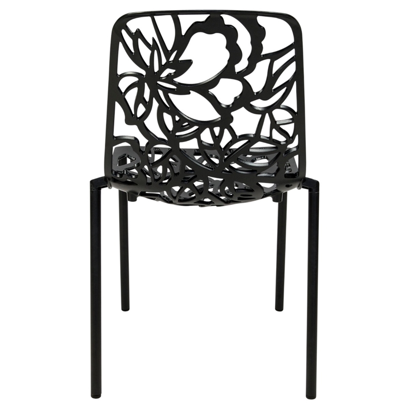 LeisureMod Devon 5-Piece Aluminum Dining Set with Table and 4 Chairs Black