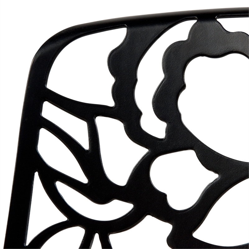 LeisureMod Devon 5-Piece Aluminum Dining Set with Table and 4 Chairs Black