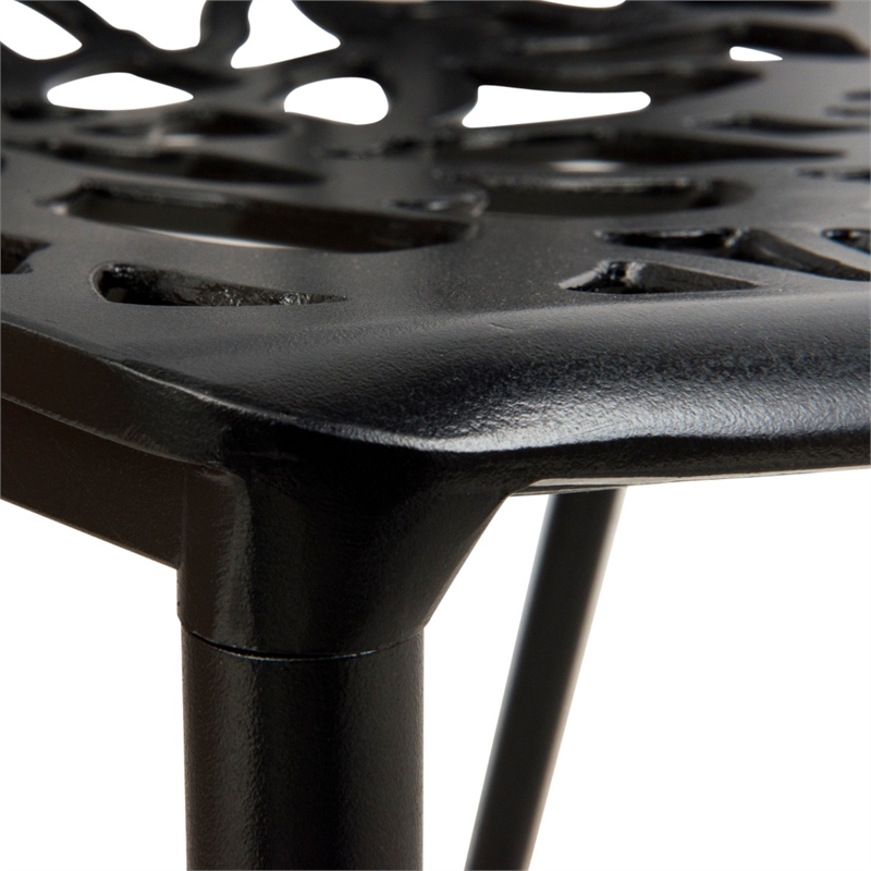 LeisureMod Devon 5-Piece Aluminum Dining Set with Table and 4 Chairs Black