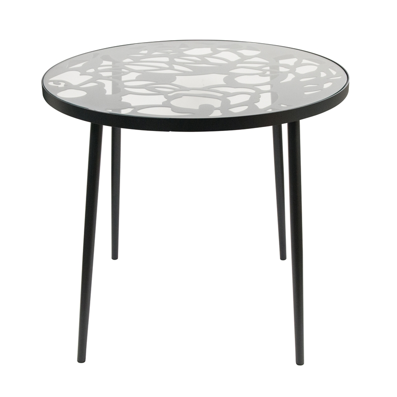 LeisureMod Devon 5-Piece Aluminum Dining Set with Table and 4 Chairs Black