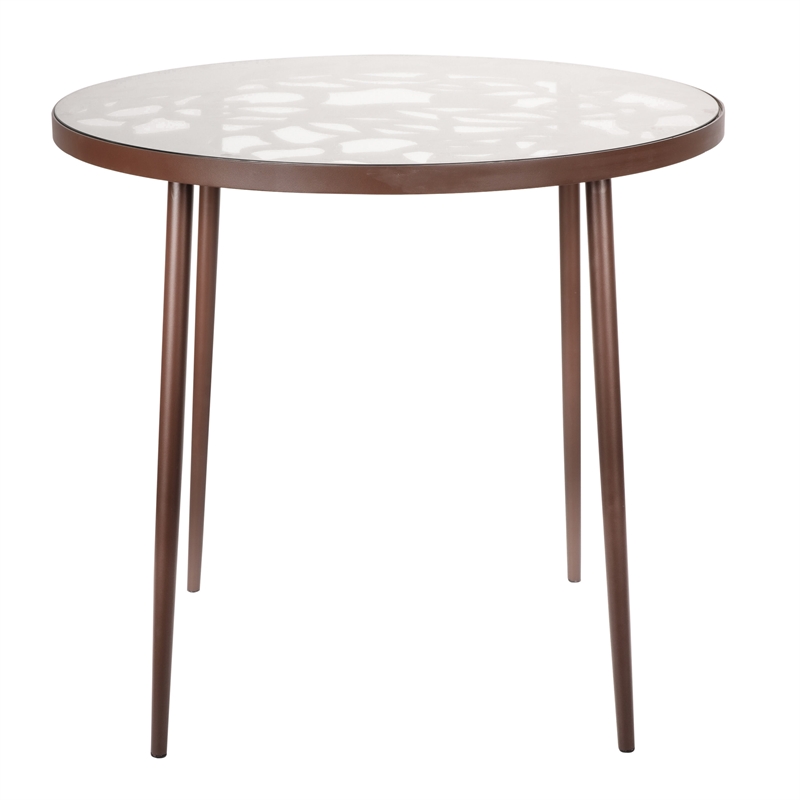 LeisureMod Devon 5-Piece Aluminum Dining Set with Table and 4 Chairs Brown