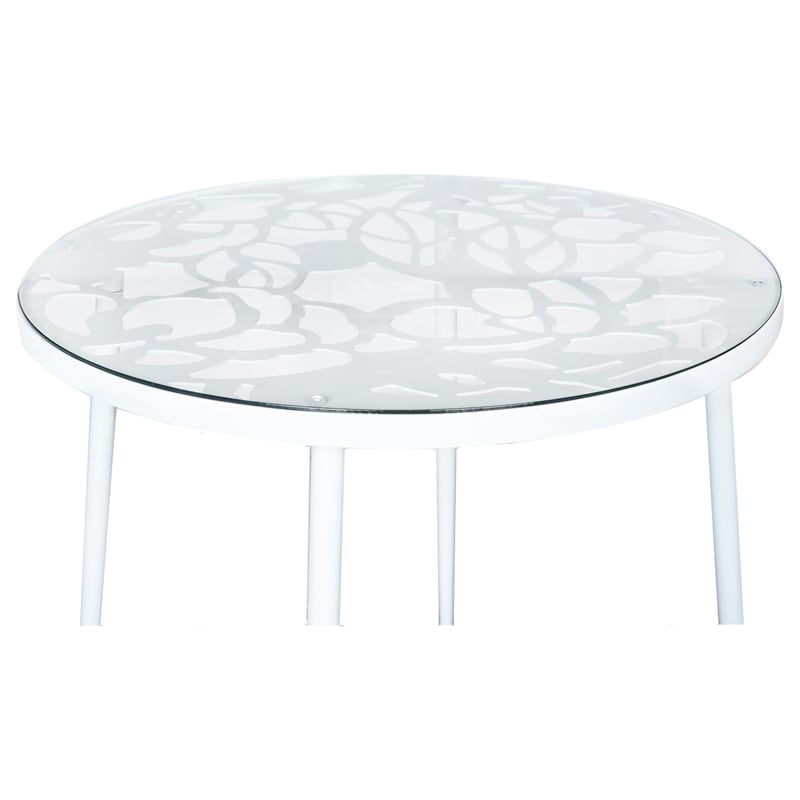 LeisureMod Devon 5-Piece Aluminum Dining Set with Table and 4 Chairs White