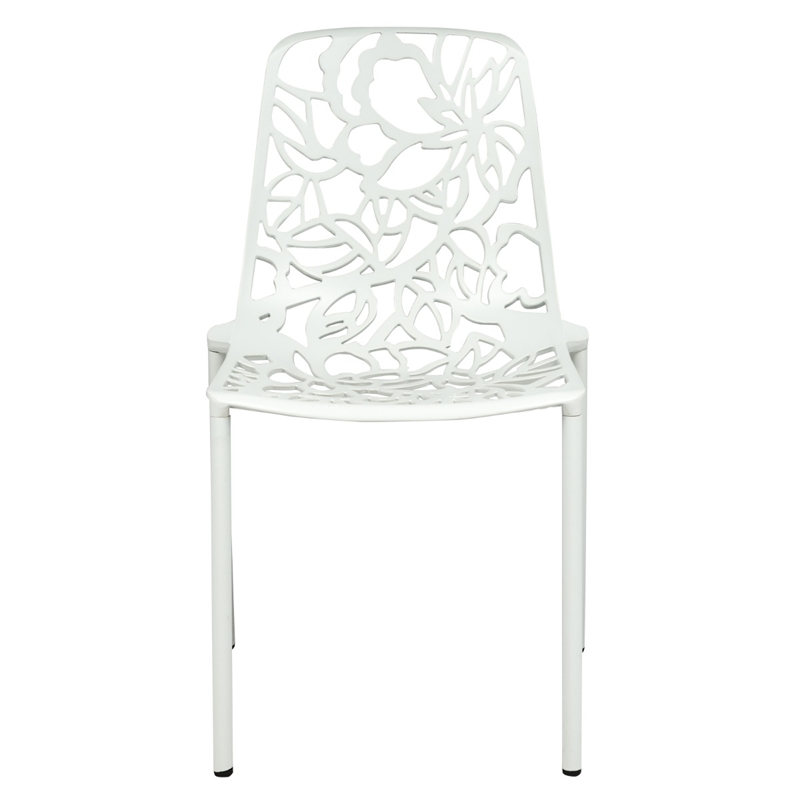 LeisureMod Devon 5-Piece Aluminum Dining Set with Table and 4 Chairs White