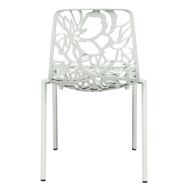 LeisureMod Devon 5-Piece Aluminum Dining Set with Table and 4 Chairs White