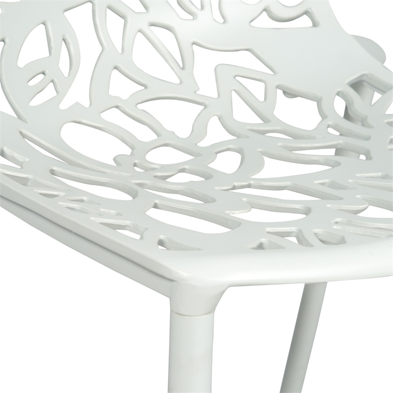 LeisureMod Devon 5-Piece Aluminum Dining Set with Table and 4 Chairs White