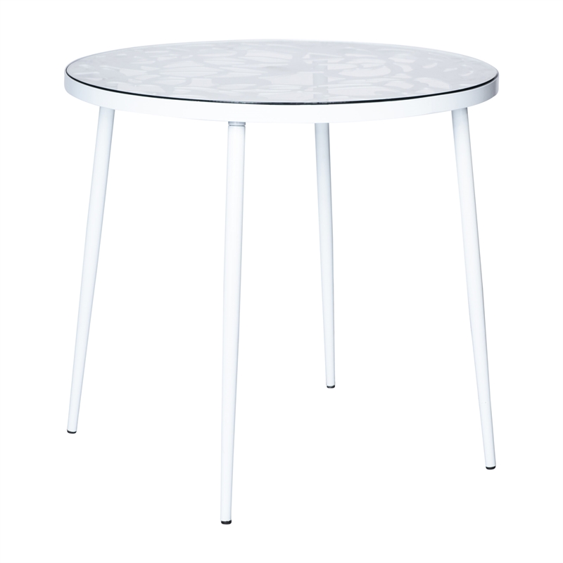 LeisureMod Devon 5-Piece Aluminum Dining Set with Table and 4 Chairs White