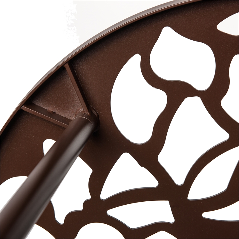 LeisureMod Devon Aluminum 3-Piece Dining Set with Table and 2 Armchairs Brown